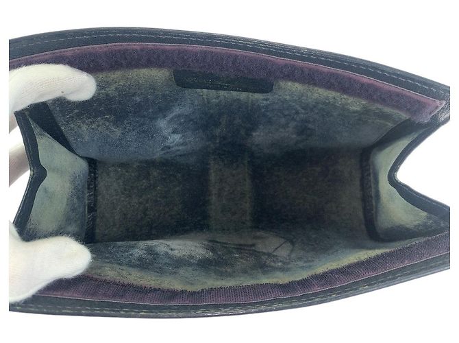 Clutch Gucci Vintage GG Supreme in tela e pelle Blu - vista 8