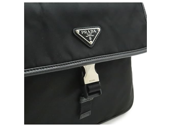 Borsa a tracolla in nylon e pelle Prada Nero - vista 8
