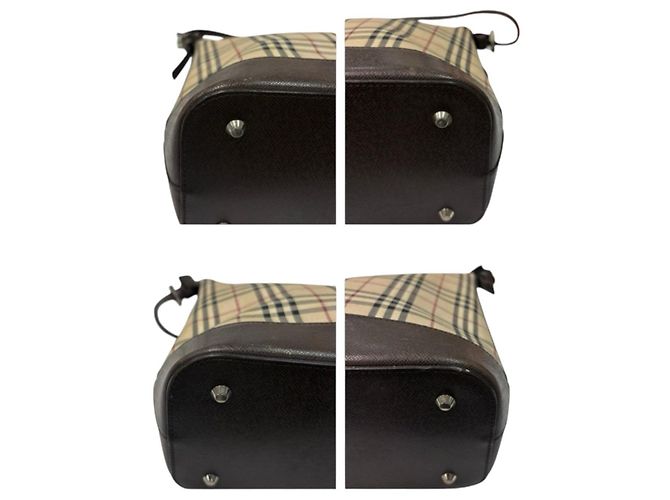 Burberry Nova Check Canvas Leder Schultertasche Braun Beige - Ansicht 10