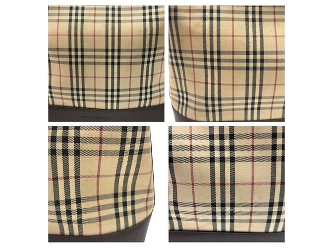 Burberry Nova Check Canvas Leder Schultertasche Braun Beige - Ansicht 8
