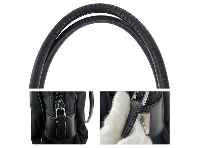 Tote Prada Nylon Leather Tessuto Saffiano Logo Nero - vista 6