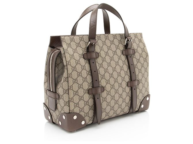Gucci GG Supreme Buckle Small Tote Braun Beige - Ansicht 2