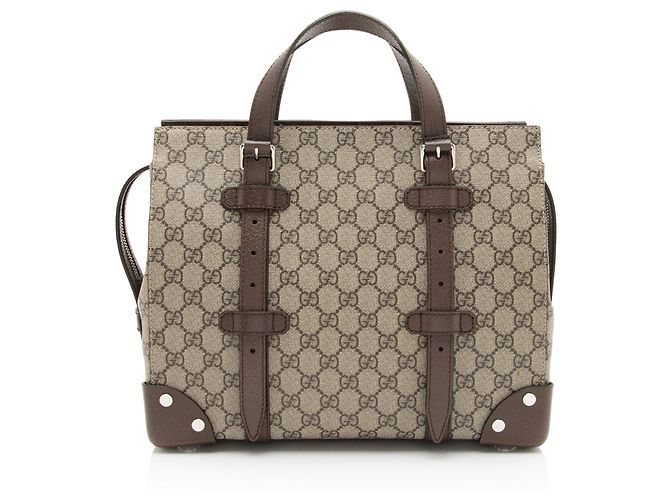 Gucci GG Supreme Buckle Small Tote Braun Beige - Ansicht 3
