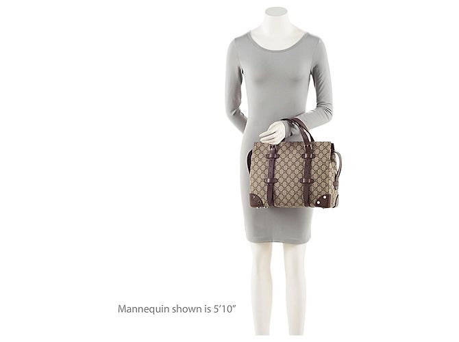 Gucci GG Supreme Buckle Small Tote Braun Beige - Ansicht 5
