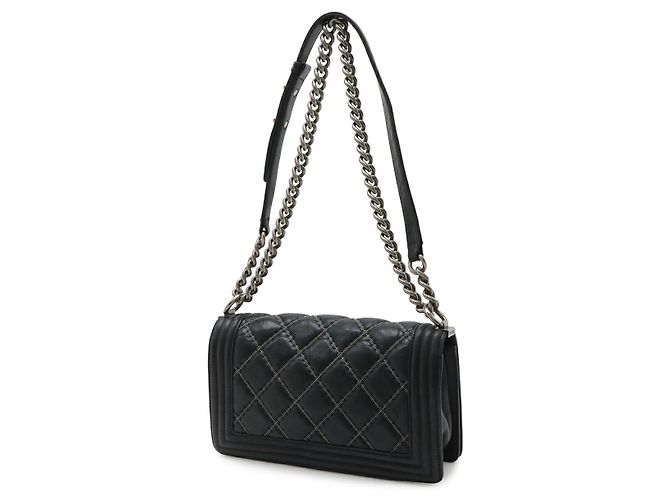 Borsa a tracolla Chanel Boy 25 in pelle con perline Nero - vista 2