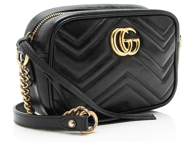 Borsa a tracolla mini Gucci Matelasse Leather GG Marmont Nero - vista 2