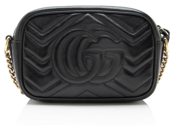 Borsa a tracolla mini Gucci Matelasse Leather GG Marmont Nero - vista 3
