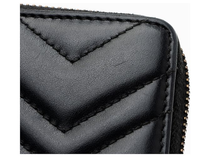 Portafoglio con zip Gucci Matelasse Leather GG Marmont Nero - vista 10