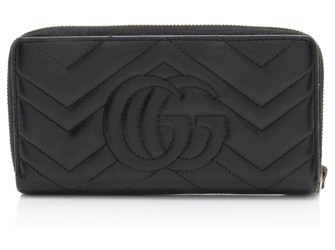 Portafoglio con zip Gucci Matelasse Leather GG Marmont Nero - vista 3