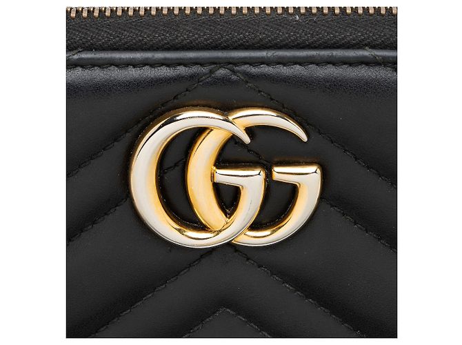 Portafoglio con zip Gucci Matelasse Leather GG Marmont Nero - vista 7