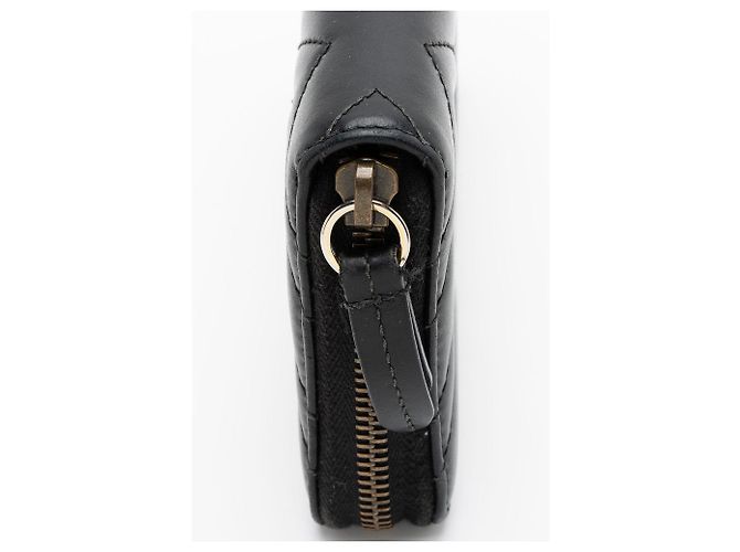 Portafoglio con zip Gucci Matelasse Leather GG Marmont Nero - vista 8