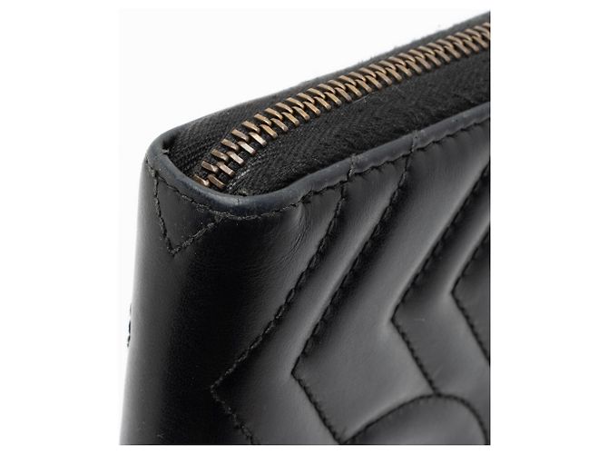 Portafoglio con zip Gucci Matelasse Leather GG Marmont Nero - vista 9