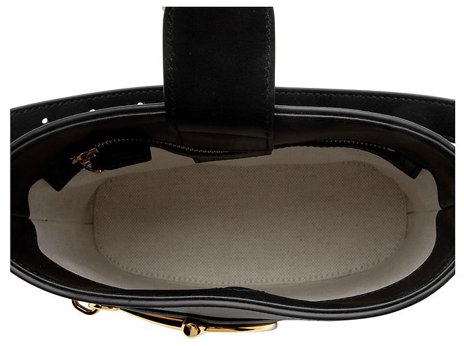 Borsa a secchiello Gucci 73 Small Horsebit in pelle di vitello Nero - vista 7