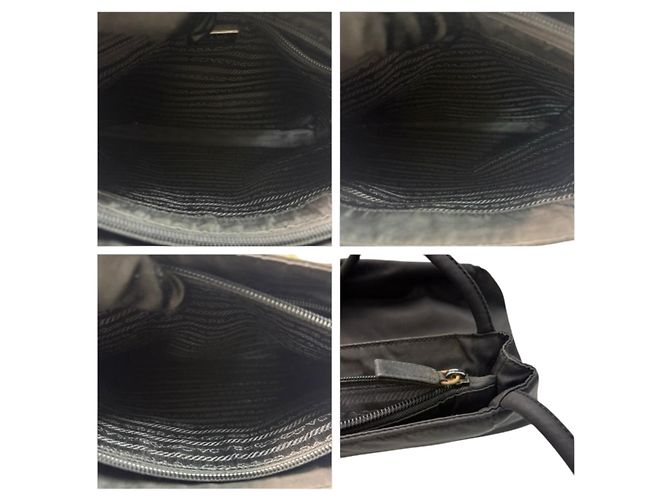 Borsa Tote Prada Nylon Tessuto Logo Nero - vista 7