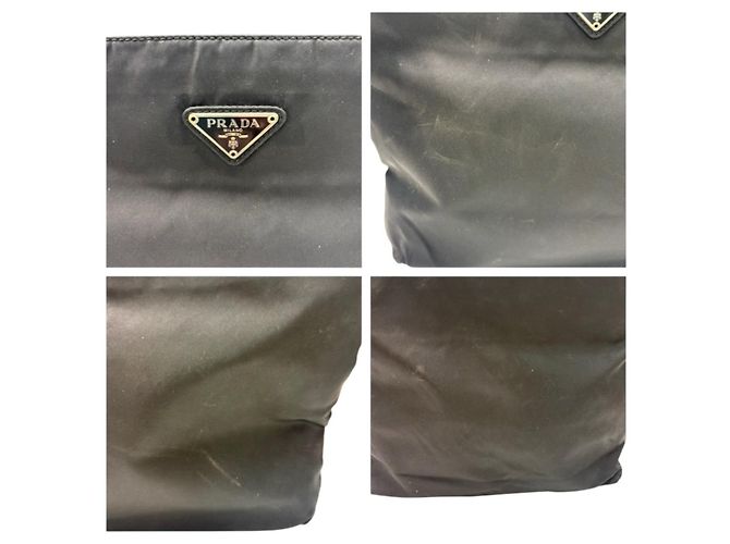Borsa Tote Prada Nylon Tessuto Logo Nero - vista 8
