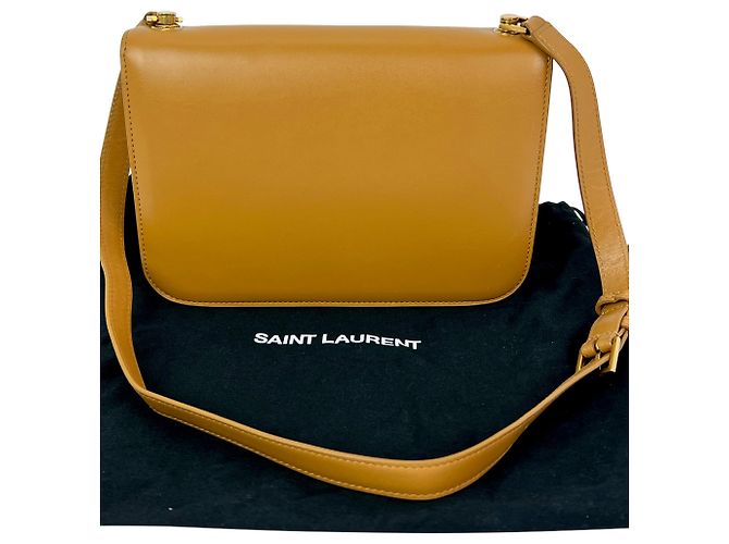 Yves Saint Laurent Borsa a tracolla Saint Laurent Le Carre in pelle di vitello liscia marrone - vista 2