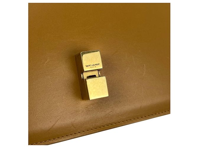 Yves Saint Laurent Borsa a tracolla Saint Laurent Le Carre in pelle di vitello liscia marrone - vista 3