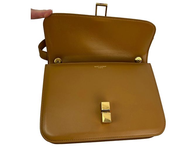 Yves Saint Laurent Borsa a tracolla Saint Laurent Le Carre in pelle di vitello liscia marrone - vista 7