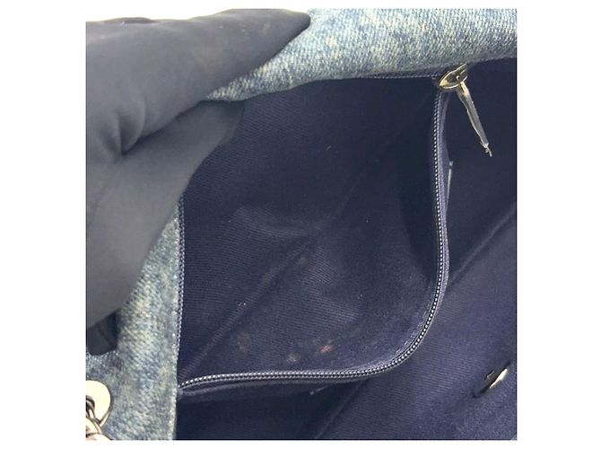 2.55 Borsa a Spalla Chanel Denim Camellia Chain Blu - vista 5