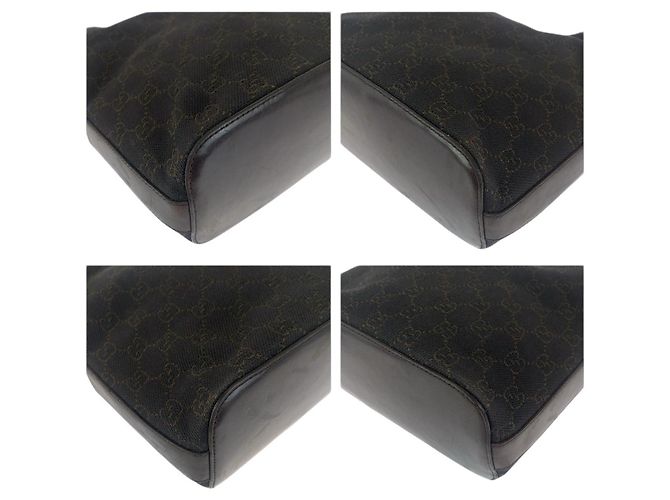 Borsa a tracolla Gucci GG Canvas e pelle Marrone - vista 3