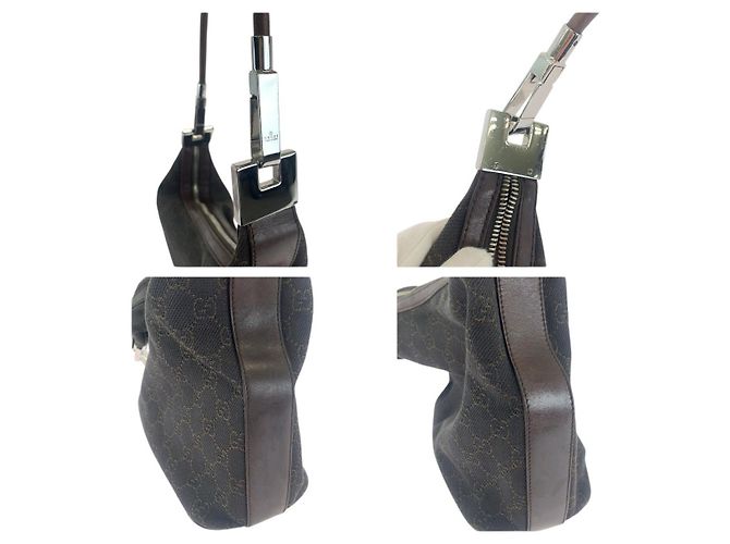 Borsa a tracolla Gucci GG Canvas e pelle Marrone - vista 5