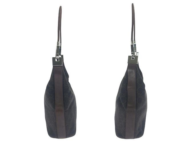 Borsa a tracolla Gucci GG Canvas e pelle Marrone - vista 8
