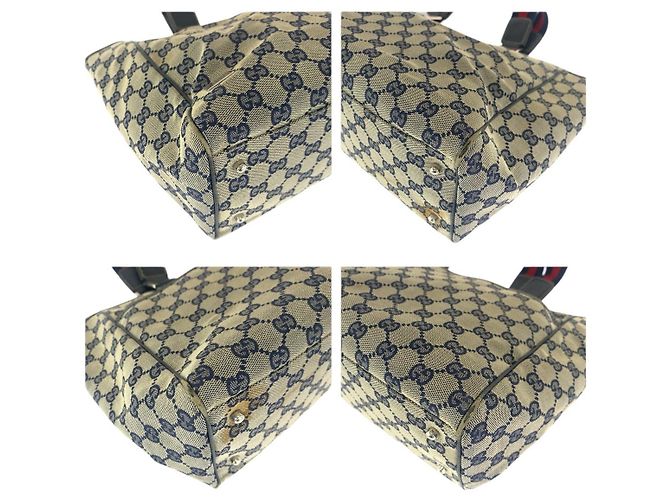 Gucci GG Canvas Leder Tote Bag Blau - Ansicht 3