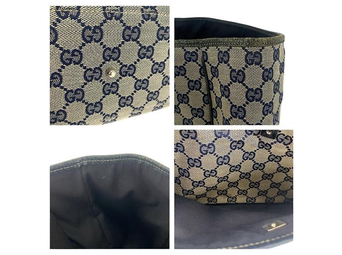 Gucci GG Canvas Leder Tote Bag Blau - Ansicht 6