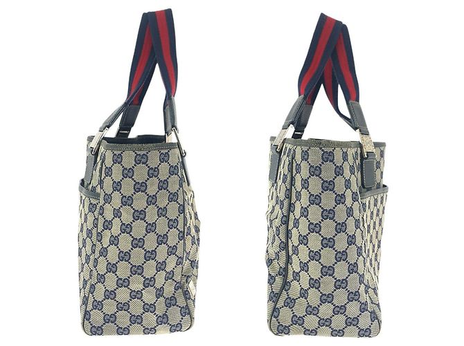 Gucci GG Canvas Leder Tote Bag Blau - Ansicht 8