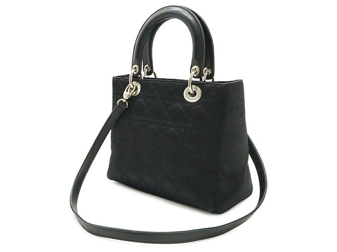 Borsa Lady Dior in pelle satinata cannage Dior Nero - vista 2