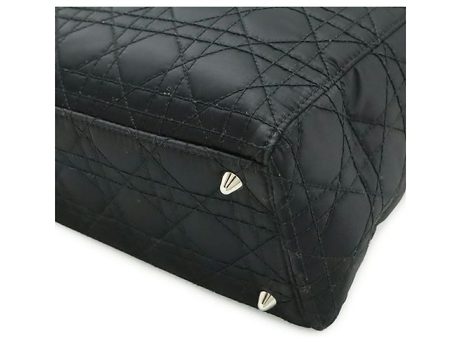 Borsa Lady Dior in pelle satinata cannage Dior Nero - vista 3