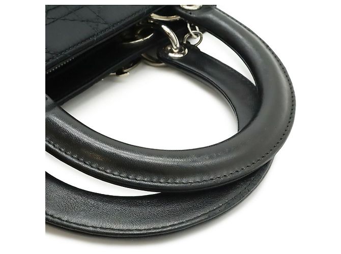 Borsa Lady Dior in pelle satinata cannage Dior Nero - vista 4