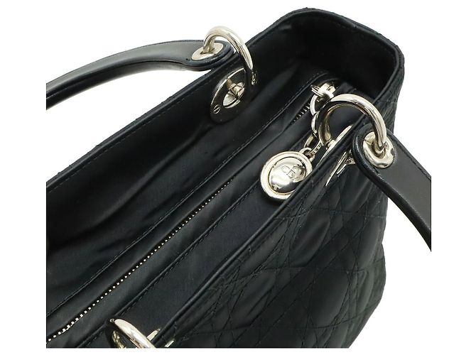 Borsa Lady Dior in pelle satinata cannage Dior Nero - vista 6