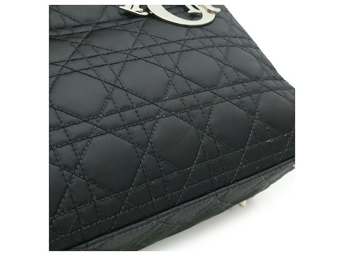 Borsa Lady Dior in pelle satinata cannage Dior Nero - vista 8