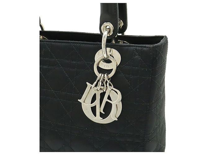 Borsa Lady Dior in pelle satinata cannage Dior Nero - vista 9
