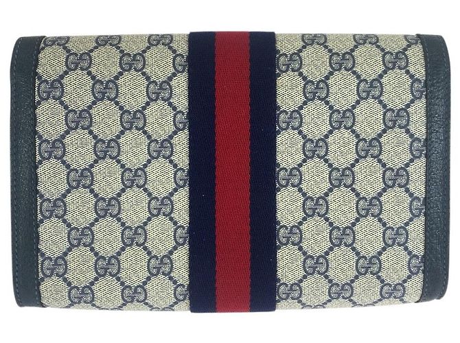 Clutch in tela GG Supreme e pelle Gucci Blu - vista 2
