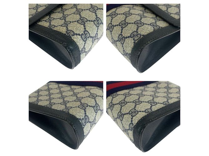 Clutch in tela GG Supreme e pelle Gucci Blu - vista 4
