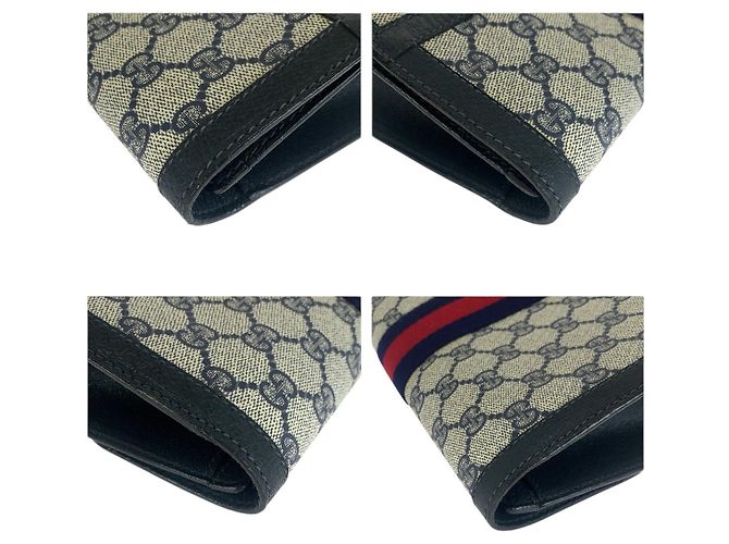 Clutch in tela GG Supreme e pelle Gucci Blu - vista 5