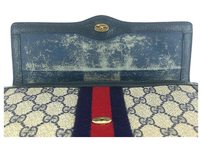 Clutch in tela GG Supreme e pelle Gucci Blu - vista 6