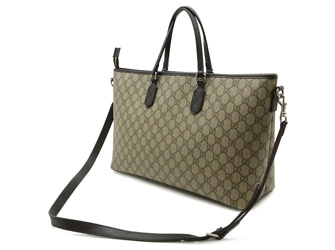 Borsa Tote Gucci GG Supreme in PVC e pelle Marrone Beige - vista 2