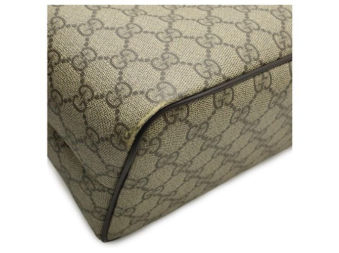 Borsa Tote Gucci GG Supreme in PVC e pelle Marrone Beige - vista 3