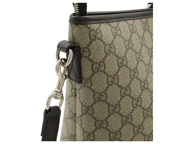 Borsa Tote Gucci GG Supreme in PVC e pelle Marrone Beige - vista 4