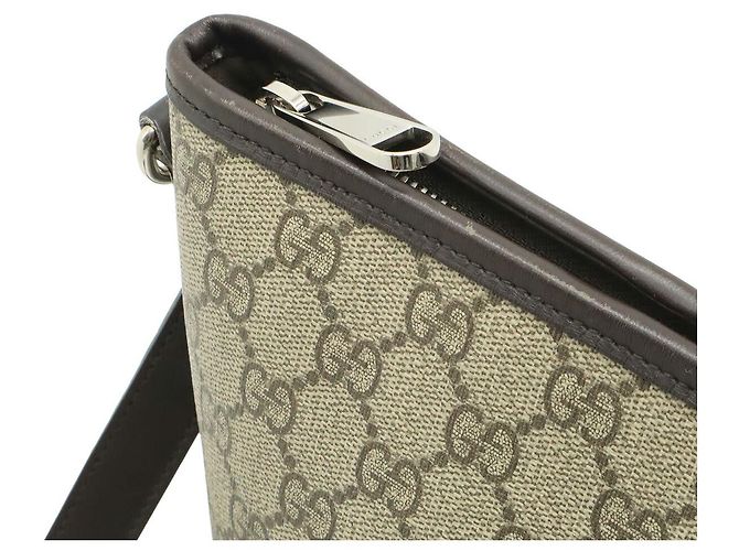 Borsa Tote Gucci GG Supreme in PVC e pelle Marrone Beige - vista 7