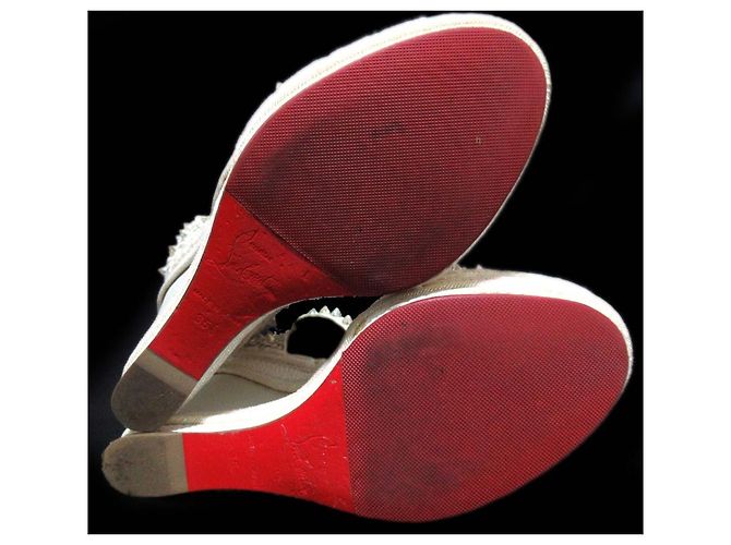 Sandali con zeppa Christian Louboutin MADMONICA 120 Bianco - vista 11