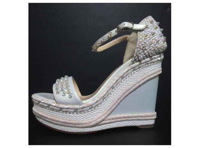 Sandali con zeppa Christian Louboutin MADMONICA 120 Bianco - vista 2