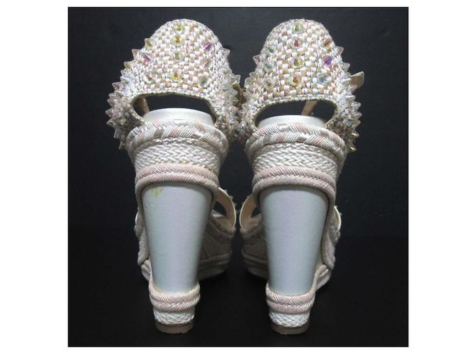 Sandali con zeppa Christian Louboutin MADMONICA 120 Bianco - vista 3