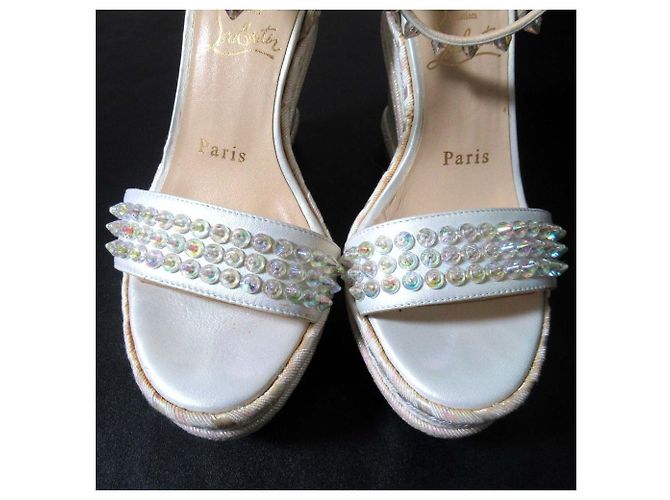Sandali con zeppa Christian Louboutin MADMONICA 120 Bianco - vista 4