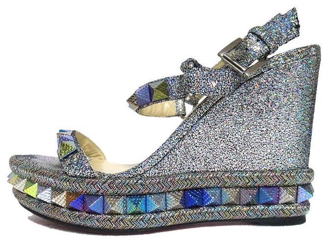 Sandali con zeppa Christian Louboutin CATACLOU Argento - vista 2
