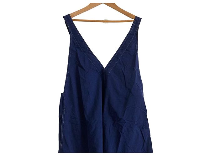 Autre Marque IENA Popeline Maxikleid mit V-Ausschnitt Blau Marineblau - Ansicht 3