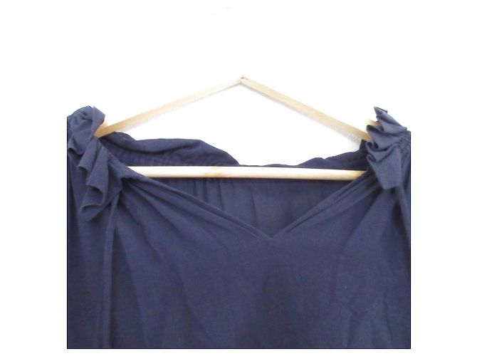 Autre Marque Blusa Noble de Manga Larga con Mangas Acampanadas Azul Azul marino - vista 3
